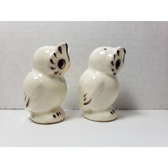 Vtg Shawne Ceramic Owl Salt & Pepper Shaker Set Handpainted Pottery - Picture 8 of 10